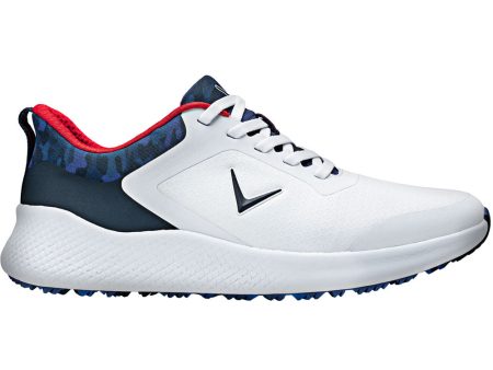 Callaway Chev Star Spikeless Waterproof Shoes - White Navy Red Supply