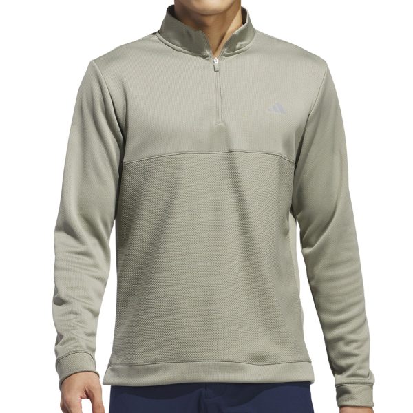 adidas Textured 1 4 Zip Pullover - Silver Pebble For Cheap