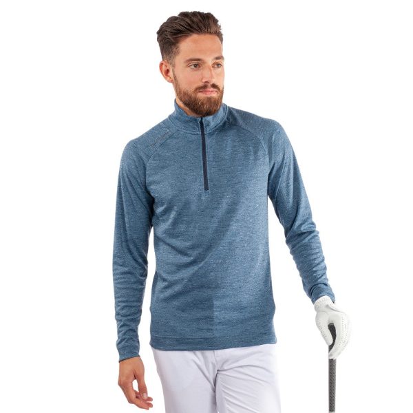 Galvin Green Dion 1 4 Zip Pullover - Blue Melange Online Hot Sale